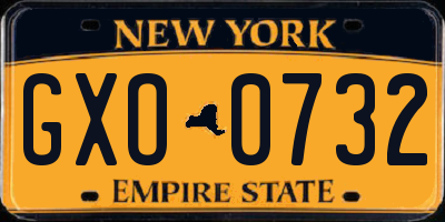 NY license plate GXO0732