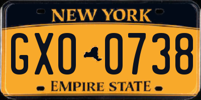 NY license plate GXO0738