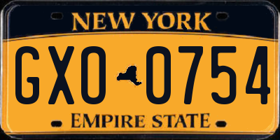 NY license plate GXO0754
