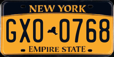 NY license plate GXO0768