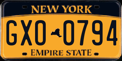 NY license plate GXO0794