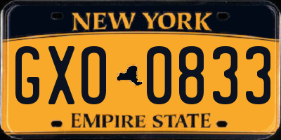 NY license plate GXO0833