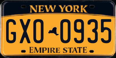 NY license plate GXO0935