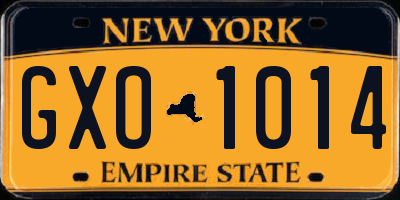 NY license plate GXO1014