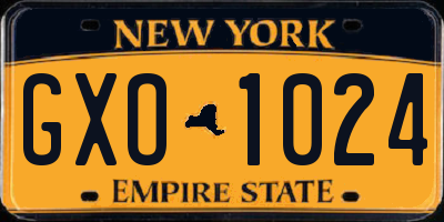 NY license plate GXO1024