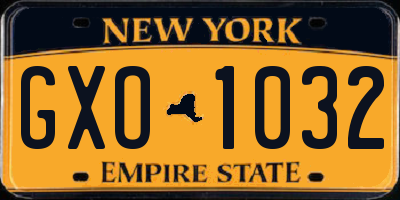 NY license plate GXO1032