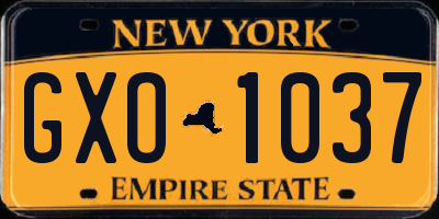 NY license plate GXO1037