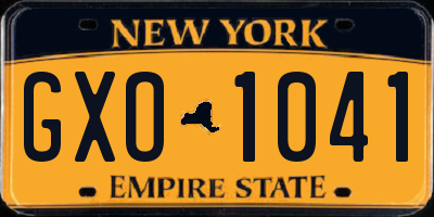 NY license plate GXO1041