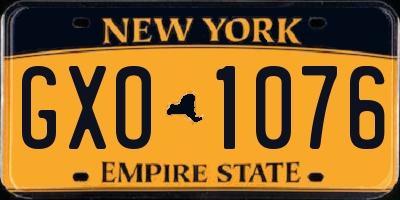 NY license plate GXO1076