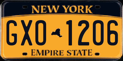 NY license plate GXO1206