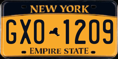 NY license plate GXO1209
