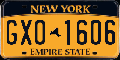 NY license plate GXO1606