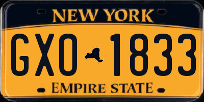 NY license plate GXO1833