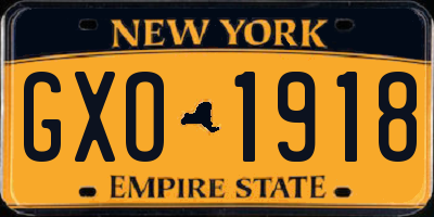 NY license plate GXO1918