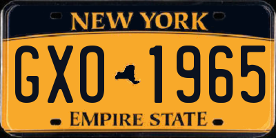 NY license plate GXO1965