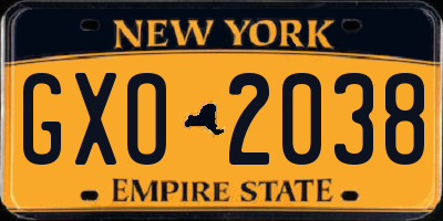 NY license plate GXO2038
