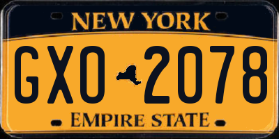 NY license plate GXO2078