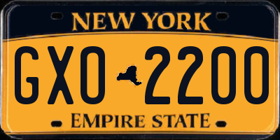NY license plate GXO2200