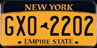 NY license plate GXO2202