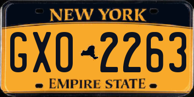 NY license plate GXO2263