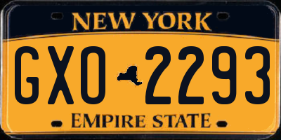 NY license plate GXO2293