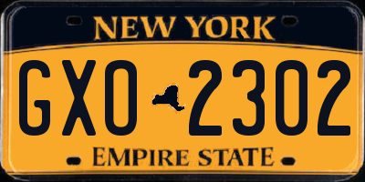 NY license plate GXO2302