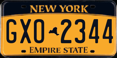 NY license plate GXO2344