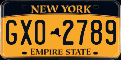 NY license plate GXO2789