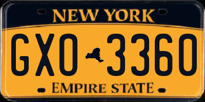 NY license plate GXO3360