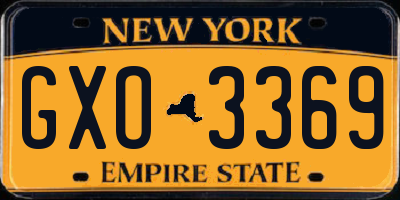 NY license plate GXO3369