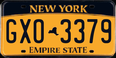 NY license plate GXO3379