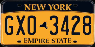 NY license plate GXO3428