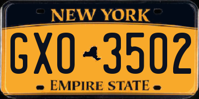 NY license plate GXO3502