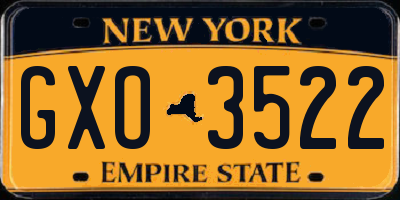 NY license plate GXO3522