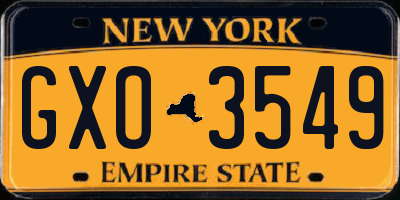 NY license plate GXO3549