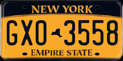 NY license plate GXO3558