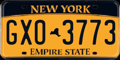 NY license plate GXO3773
