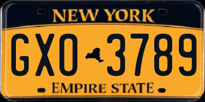 NY license plate GXO3789