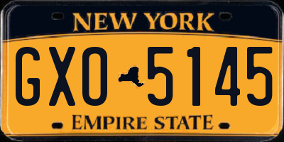 NY license plate GXO5145