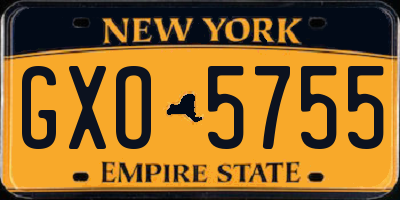 NY license plate GXO5755