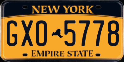 NY license plate GXO5778