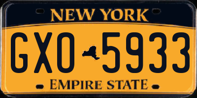 NY license plate GXO5933