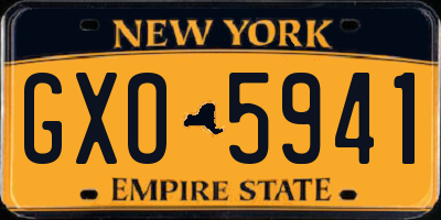 NY license plate GXO5941