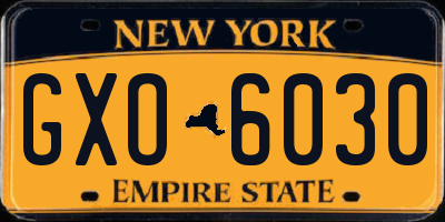 NY license plate GXO6030
