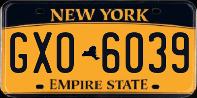 NY license plate GXO6039