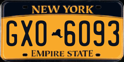 NY license plate GXO6093