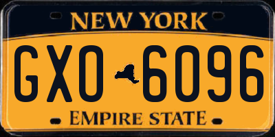 NY license plate GXO6096