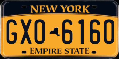NY license plate GXO6160