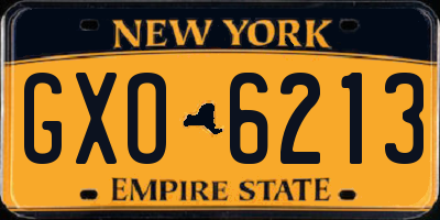 NY license plate GXO6213