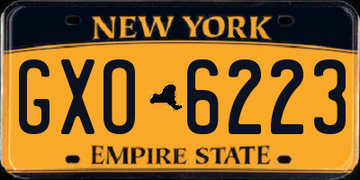 NY license plate GXO6223